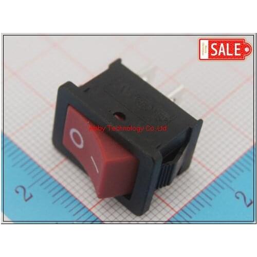 100Pcs/lot 2 Pins Copper Pin 2 Position Red Mini Miniature Electrical Boat Rocker Switch, ROHS