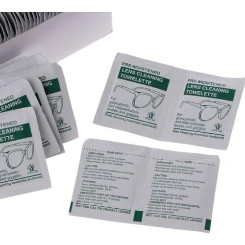 100Pc Cleaning Cloth Disposable Wet Tissue Wipe Anti Frog Lens Glasses Polishing new