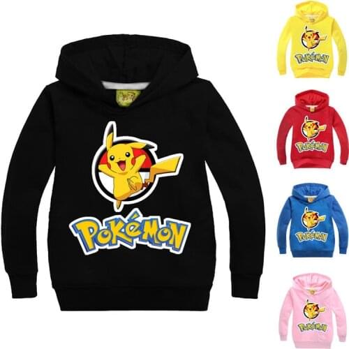 2021 Pokemon Go Hoody Sweatshirt Pikachu Children Hoodies Sweatshirts Kids Boys Girl Fleece Hoodie Clothes Tracksuit Jacket Warm