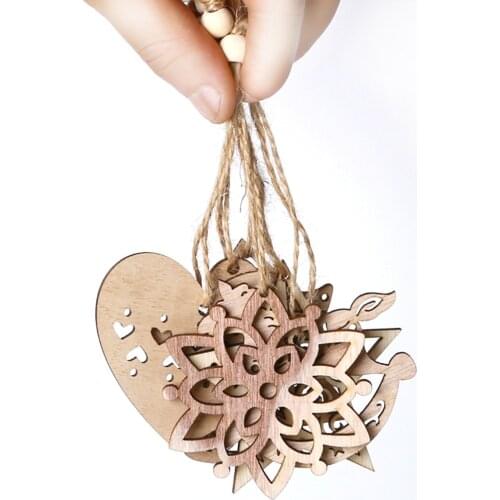 6PCS about 7cm Wood Ornaments Unfinished Wooden Christmas Tree Hanging Ornaments for Christmas Tree Pendant Embellishment