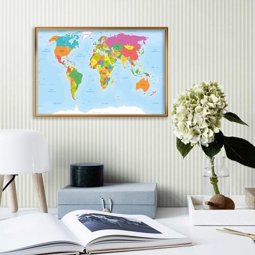 A2 Size The World Map In French Decorative Poster Wall Sticker Card Canvas Painting Home Decoration School Supplies Travel Gift