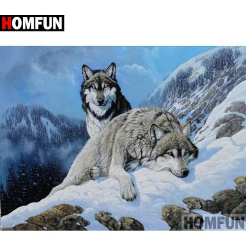 HOMFUN Full Square/Round Drill 5D DIY Diamond Painting "Wolf" Cross Stitch 5D Home Decor A01308
