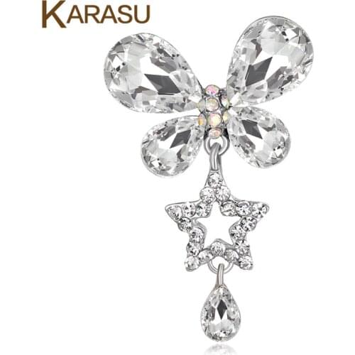 Butterfly Shiny Water Drop Crystal Rhinestone Star Brooches for Women Brooch Pins Jewelry Party Wedding