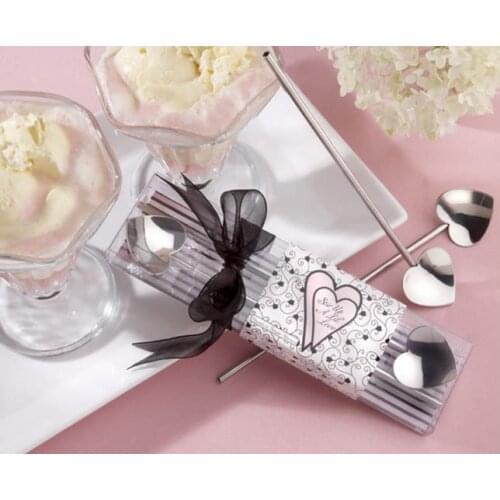 FREE SHIPPING 50SETS Stir Up A Lil Love Silver Heart Straw Stirrers Wedding Favor Party Gifts Bridal Shower SN1223