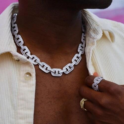 2021 Hiphop Iced Out Bling 5A Baguette Cz Lock Pin Cuban Link Chain Necklace For Women Men Fashion Choker Jewelry Gift Wholesale