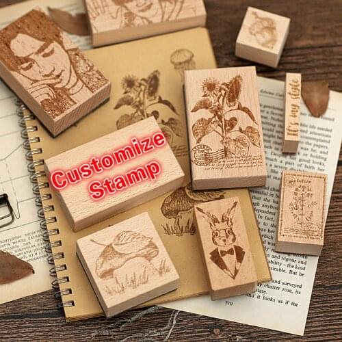Wooden Stamp Custom Carved Rubber customize Stamps paper DIY Personalized name business wedding branding event journey