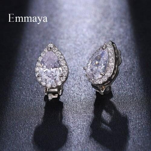 Emmaya Simple Style Waterdrop Appearance Zirconia Muliticolors Clip Ears For Women And Ladies Sparking Dress Up In Fashion Party