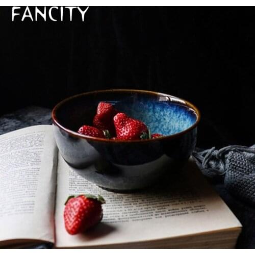 FANCITY European ceramic round bowl salad bowl dessert bowl small bowl breakfast bowl fruit bowl rice bowl home eating bowl