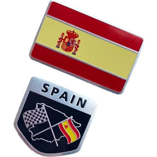 Spain Flag National Flag Aluminum Car Styling 3D Shield Emblem Badge Motorcycle Accessories for Seat Leon Ibiza Ford Citroen VW