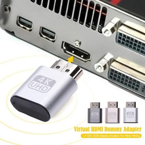 HDMI-compatib- Virtual Display Adapter 1.4 DDC EDID Dummy Plug Lock Graphics Card GPU Rig Simulator for Bitcoin BTC Mining Miner