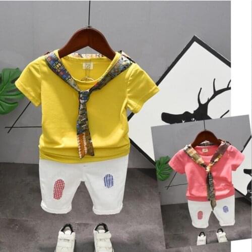 Baby Boys Clothes Sets Summer Fashion The sailor T-Shirt + White Shorts Baby Boys Girls Clothes Kids Bebes Suit 2-6Years