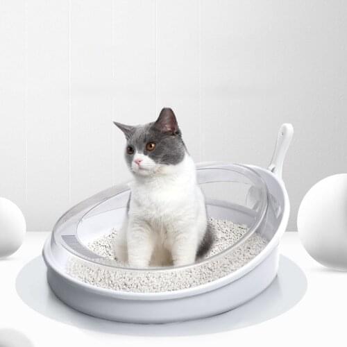 Pets 47cm Cat Toilet Thicken Cats Litter Box Non-slip Cat Bedpans Semi-closed Kitten Bedpans Less Than 5kg Pet Supplies