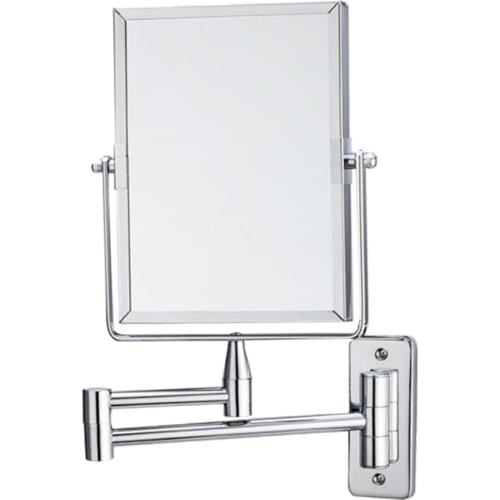 Square Wall Mount 360° Swivel 2X Magnification Cosmetic Mirror W/ 15'' Extension