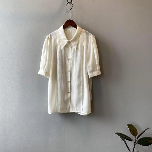 Summer new style Short sleeve Shirts POLO collar Loose shirt Sun protection casual womens white mid-length Shirt women shirts