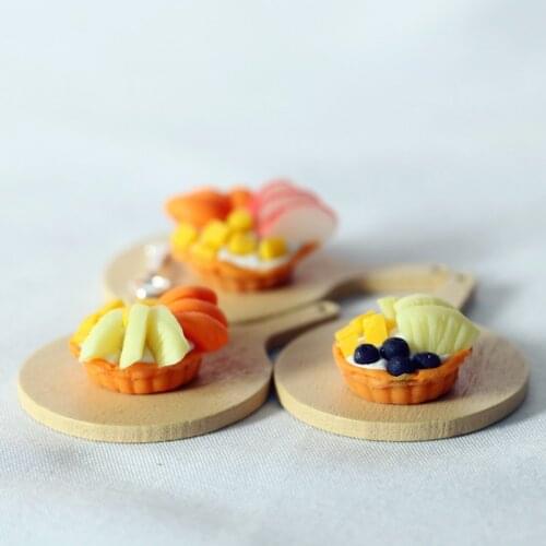 Mini Doll House Blueberry Mango Apple Pineapple Pie Tray Miniature Food Play Model Shooting Props Dolls Accessories