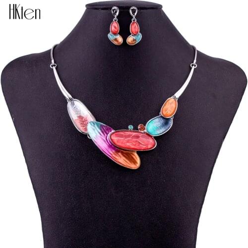 MS1504651 Fashion 6 Colors Jewelry Sets High Quality Necklace Sets For Women Jewelry Multicolored Resin Unique Design Party Gift