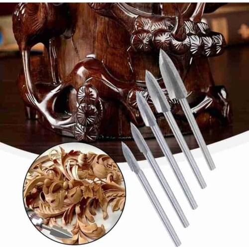 5PCS/Set Wood Carving and Engraving Drill Bit Set Milling Root Cutter Carving Tools Root Milling Grinder Burr Precise Carve