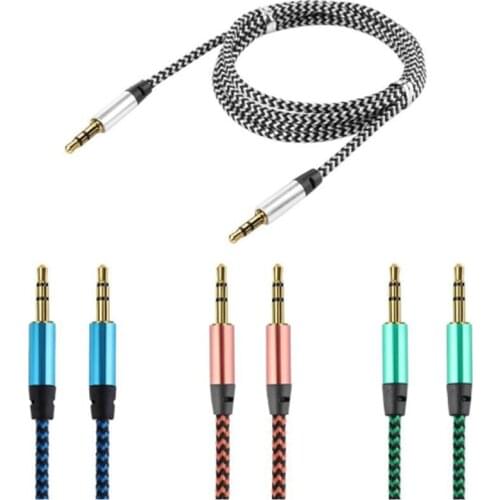 1m Nylon Jack Aux Cable 3.5 mm to 3.5mm Audio Cable Male to Male Kabel Gold Plug Car Aux Cord for iphone Samsung xiaomi