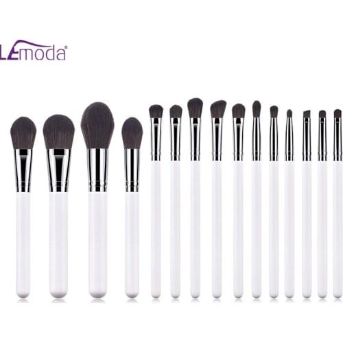 Lemoda New Makeup Brushes 15Pcs/Set White Powder Eyeshadow Eyebrow Foundation Blush Lip Blending Woman Beauty Cosmetic Tools Kit