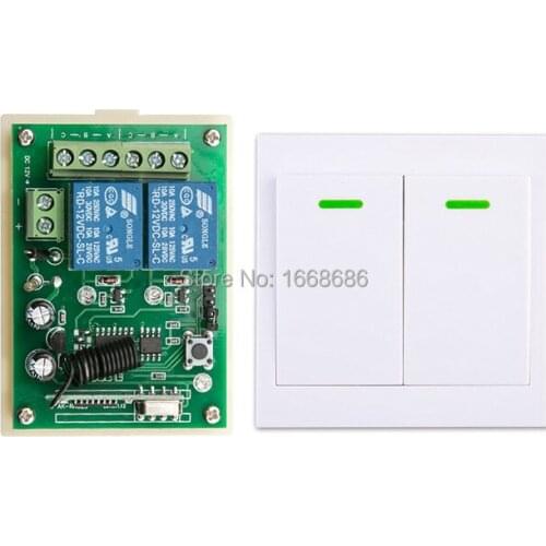 New DC12V 2CH Wireless Remote Control Switch System Receiver +Wall Panel Remote Transmitter Sticky Remote Smart Home Switch