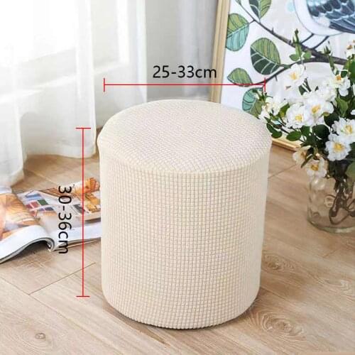 Solid Color Round Footstool Sofa Stretch Ottoman Sofa Cover Simple Home Decoration Solid Color Bedroom Furniture Footstool Prote