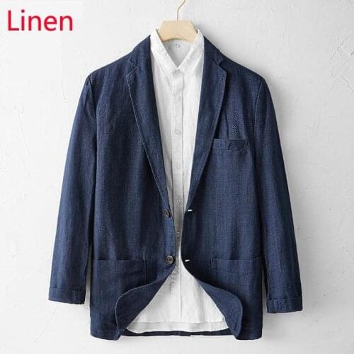 New Arrival Fashion High Quality Spring And Summer Thin Linen Suit Coat Men Casual Cotton Single Breasted Blazers Size SMLXL2XL