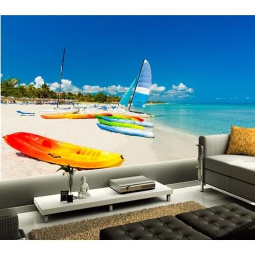 Custom 3d murals,Sea Boats Coast Sailing Sky Beach Nature wallpapers,living room sofa TV wall bedroom papel de parede