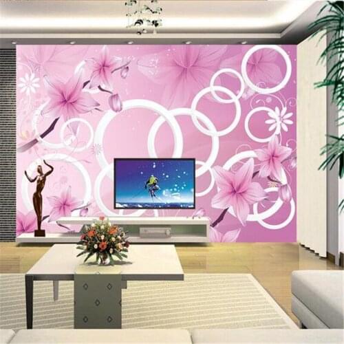 Beibehang Custom 3D stereo aesthetic dream lily circle photo wallpaper living room bedroom restaurant TV background wall paper