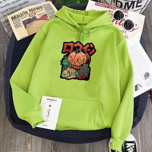 Pumpkinzilla Hoodies Women Goth Clothes Streetwear Sweatshirts Vintage Halloween Pumpkin Party Oversized Sweatshirt Plus