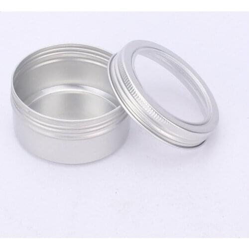 Empty round aluminum tin cans bottle with window lids,skylight cosmetic container box aluminum jar F20173527