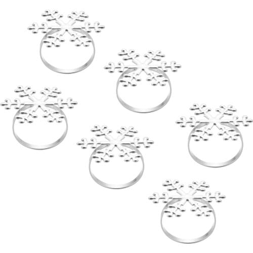 6Pcs Snowflake Christmas Napkin Ring Mouth Cloth Napkin Ring Buckle Hotel Swing Sets Christmas Decoration