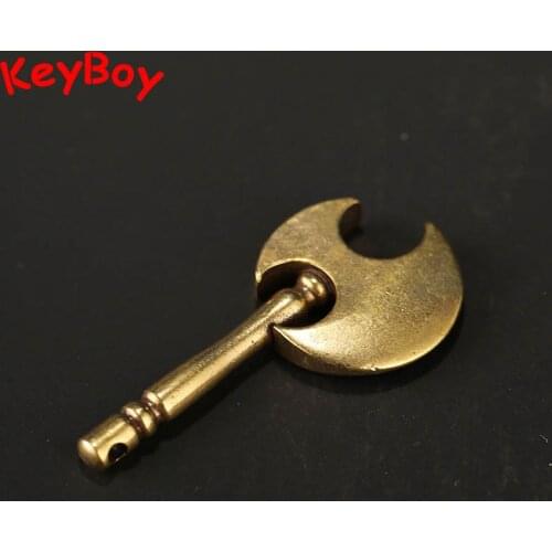 Handmade Pure Brass Round Axe Key Ring Pendants Men Car Keychain Women Bag Hanging Ornaments Jewelry Copper Ax Keyrings Pendant