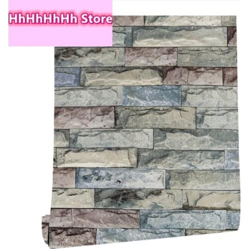 Peel And Stick Self-Adhesive Wallpaper Vintage Colorful Rock Wallpaper Brick Textured Wallpaper For bathroom Kitchen Wall Decor