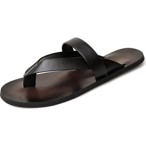 Mazefeng Brand Sandals Men PU Leather Slippers Summer Brand Soft Comfortable Beach Slippers Men Casual Cross Outdoor Slides A29