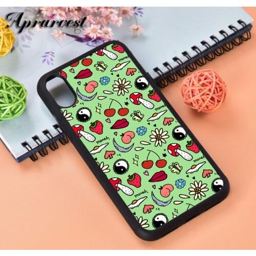 Aprarvest Mushroom Doodles Silicone Rubber Phone Case Cover For iPhone 6 6S 7 8 PLUS X XS XR 11 12 MINI PRO MAX