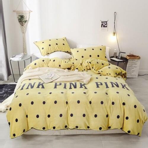 Treasure hair warm Winter Bedding Set PINK Queen King Wave point Bed Linings Home textiles Bedding Kit