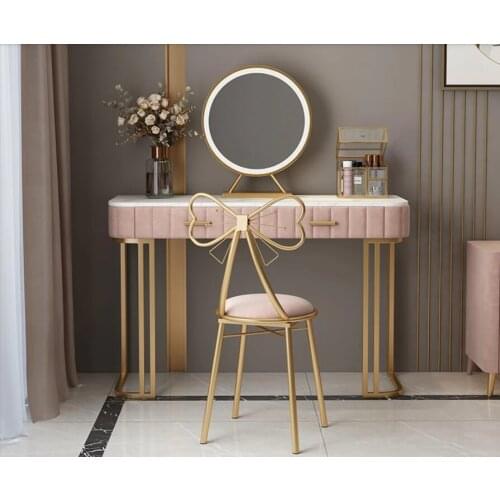 Nordic modern minimalist bedroom princess dressing table small net red ins wind light luxury marble bay window table