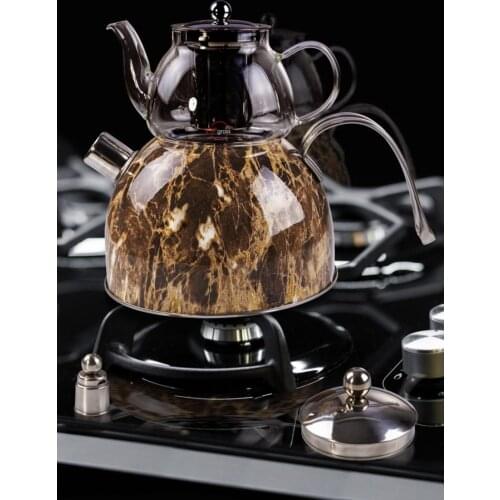 Marble Pattern Pressure Glass Teapot Brown kitchen mother teapot tea coffee tea maker kettle