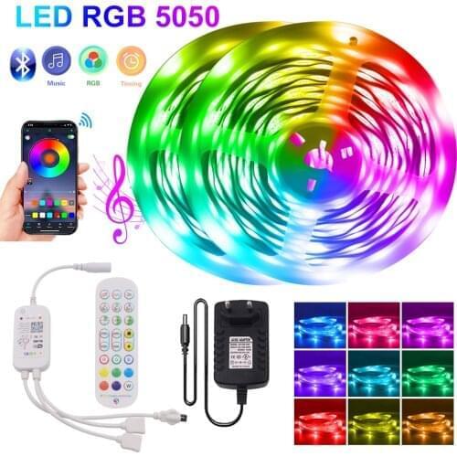 DC 12V WIFI Control SMD 5050 RGB LED Strip EU AU US UK Set Flexible Tape Ribbon Light Lamp 5m 10m 20m 30m