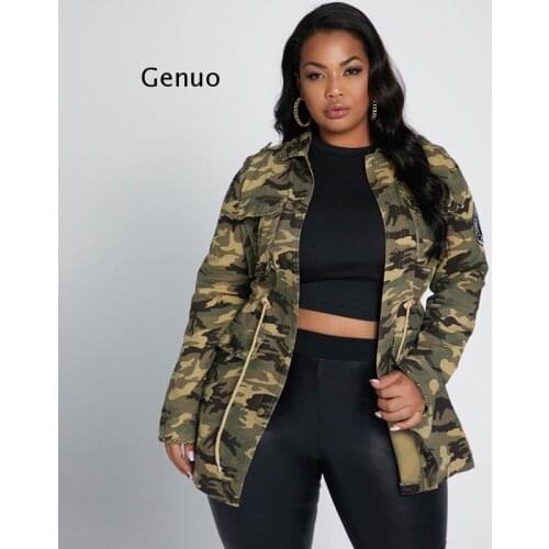 Spring Clothes for Women Rivet Patch Plus Size Coat Drawing Slim Streetwear Camouflage Long Sleeve Jacket Wholesale Dropshipping