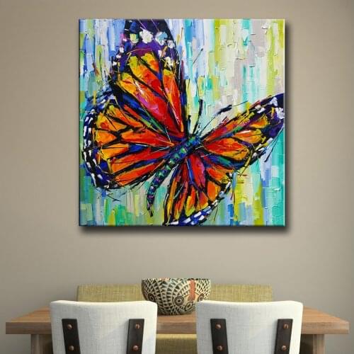 Wlong Art Printing Pop Oil Painting Canvas Color Butterfly Wall Art , Wall Pictures for Living room Bedroom Office No Frame