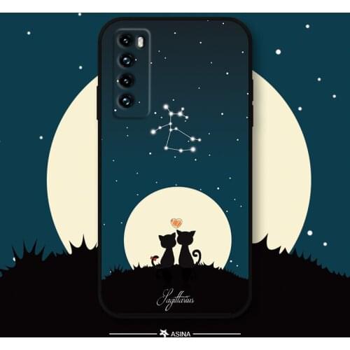 ASINA Liquid Silicone Case for Huawei Nova 7 8 6 Pro Cover Cartoon Constellation Case for Nova 3 3i 4 5t 5z Straight Edge Funda