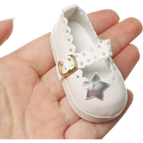 1 Pair Mini 6.5cm PU Leather Doll Shoes Pentagram Shoes For 16 Inch Doll Handmade Children Toy Doll Clothing Accessories
