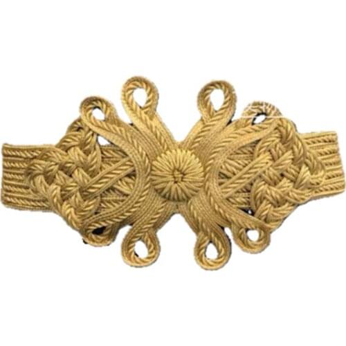 1 piece Handmade lace hand-woven ribbon golden belt, military uniforms, dresses, dance clothes, decorative buckles, BELT001