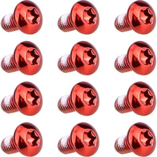 12PCS Colorful Bicycle Disc Brake Rotor Torx Bolts T25 M5x10mm MTB Bike Alloy Steel Disc Brake Rotor Fixing Screws