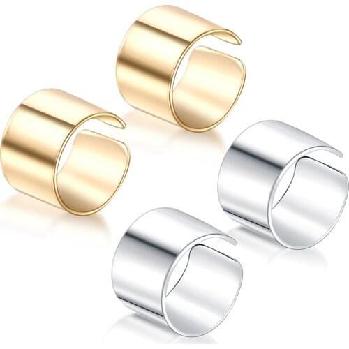 2pcs/lot Alloy New European and American Trade Fashion Simple Personality Pierced Ear Cuffs Ear Clip Fake Earrings Jewelry