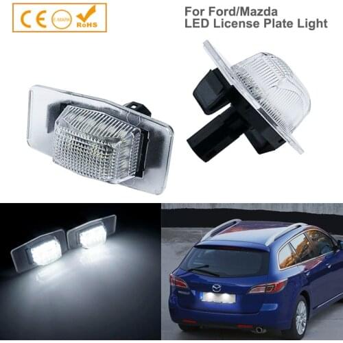 2Pcs Error Free LED License Plate Lights Number Lamps Car Accessories For Ford Escape Mazda MPV Miata MX-5 Tribute Protege 323
