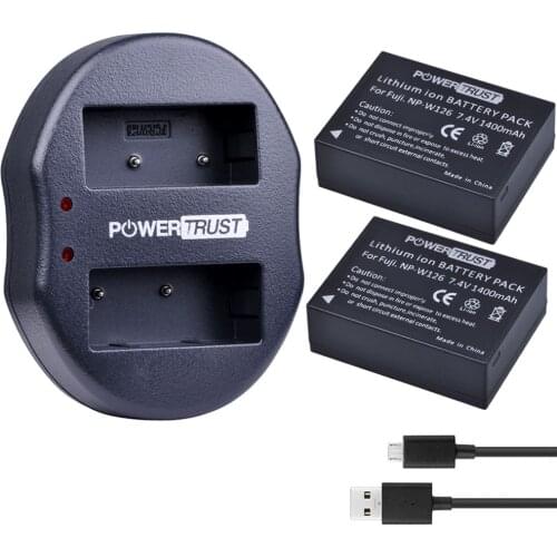 2x 1400mAh NP-W126 NP W126 Battery + Dual Charger for Fujifilm Fuji X-Pro1 XPro1 X-T1 XT1, HS30EXR HS33EXR X PRO1