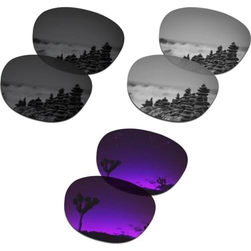SmartVLT 3 Pairs Polarized Sunglasses Replacement Lenses for Oakley Latch Stealth Black & Silver Titanium & Plasma Purple