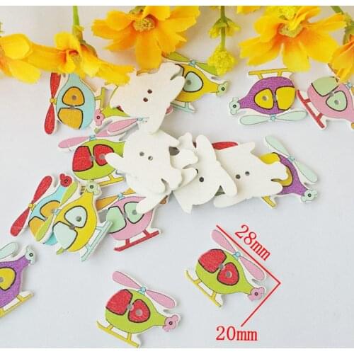 50pcs/pack Mixed 2 Holes Helicopter Shape Wooden Buttons Sewing button Sewing Scrapbooking Crafts accessories botones 20*28mm